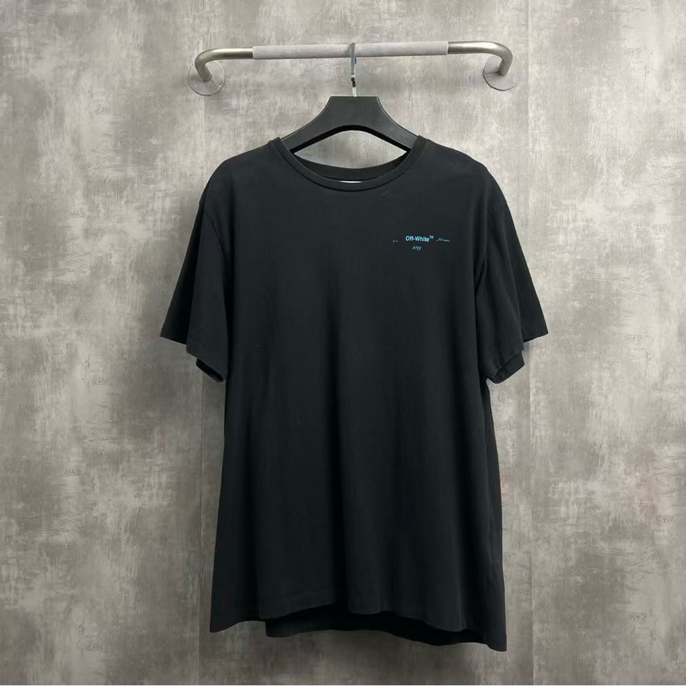 🚩steal Authentic Off-White Black Tee with Blue Accents